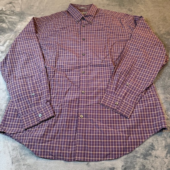 Eddie Bauer Mens Large Purple Plaid Relaxed Fit Long Sleeve Button Down Shirt - Picture 3 of 11